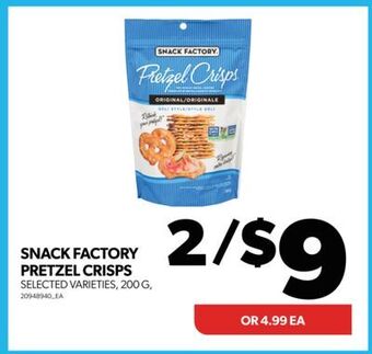 Real Canadian Superstore Snack factory pretzel crisps, 200 g offer