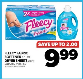 Real Canadian Superstore Fleecy fabric softener, 3.5 l or dryer sheets, 200's offer