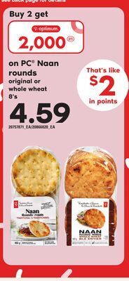 Loblaws Pc® naan rounds, 8's offer