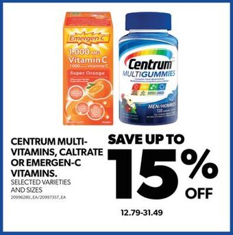 Real Canadian Superstore Centrum multi- vitamins, caltrate or emergen-c vitamins offer