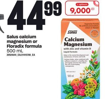 Loblaws Salus calcium magnesium or floradix formula, 500 ml offer