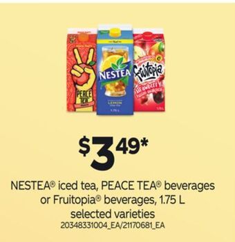 Loblaws Nestea® iced tea, peace tea® beverages or fruitopia® beverages, 1.75 l offer