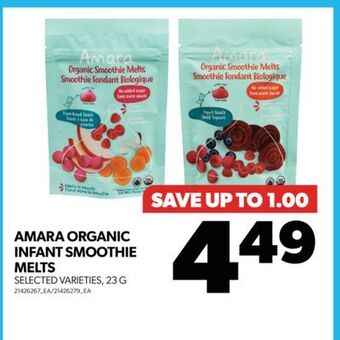 Real Canadian Superstore Amara organic infant smoothie melts, 23 g offer