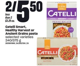 Loblaws Catelli smart, healthy harvest or ancient grains pasta, 340/375 g offer