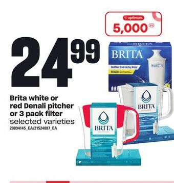 Loblaws Brita white or red denali pitcher or 3 pack filter offer
