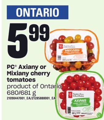 Loblaws Pc® axiany or mixiany cherry tomatoes, 680/681 g offer