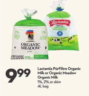 Longo's Lactantia pūrfiltre organic milk or organic meadow organic milk offer