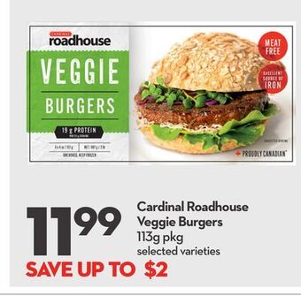 Longo's Cardinal roadhouse veggie burgers offer