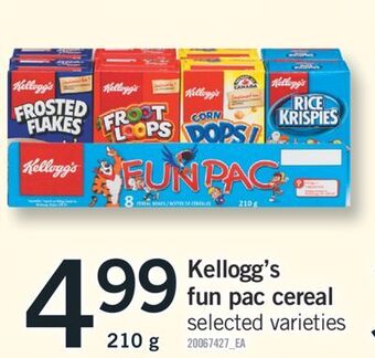 Fortinos Kellogg's fun pac cereal, 210 g offer
