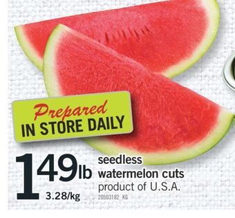 Fortinos Seedless watermelon cuts offer