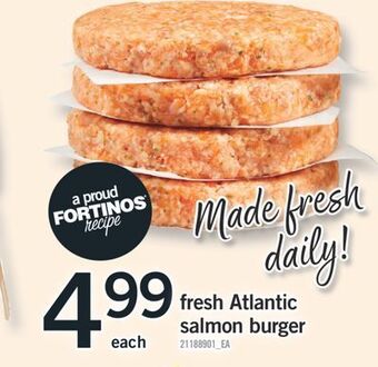 Fortinos Fresh atlantic salmon burger offer