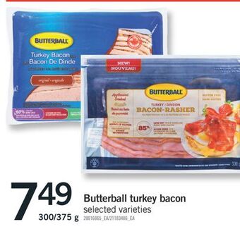 Fortinos Butterball turkey bacon, 300/375 g offer