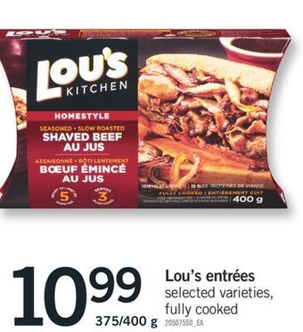 Fortinos Lou's entrées, 375/400 g offer
