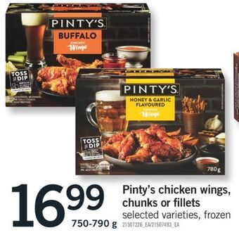 Fortinos Pinty's chicken wings, chunks or fillets, 750-790 g offer
