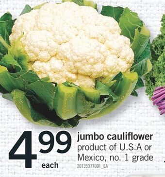 Fortinos Jumbo cauliflower offer