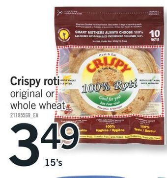 Fortinos Crispy roti, 15's offer