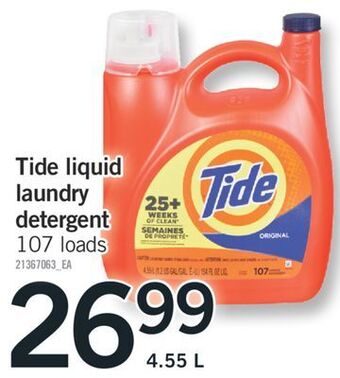 Fortinos Tide liquid laundry detergent, 4.55 l offer