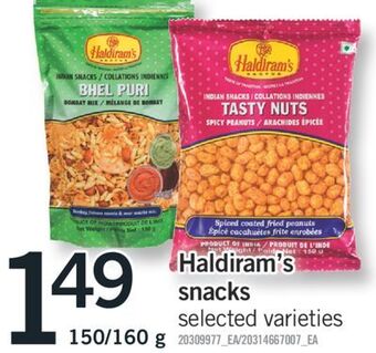 Fortinos Haldiram's snacks, 150/160 g offer