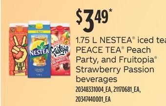 Fortinos 1.75 l nestea® iced tea peace tea® peach party, and fruitopia® strawberry passion beverages offer