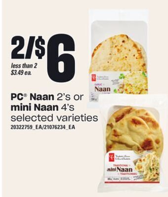 Independent Grocer Pc® naan, 2's or mini naan, 4's offer
