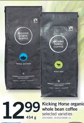 Fortinos Kicking horse organic whole bean coffee 454 g offer