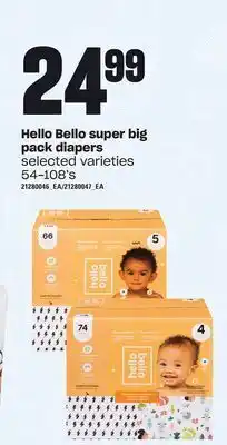 Independent Grocer Hello bello super big pack diapers, 54-108's offer