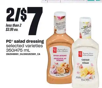 Independent Grocer Pc® salad dressing, 350/475 ml offer