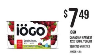 Independent Grocer Iögo canadian harvest 12 x 100 g, yogurt offer
