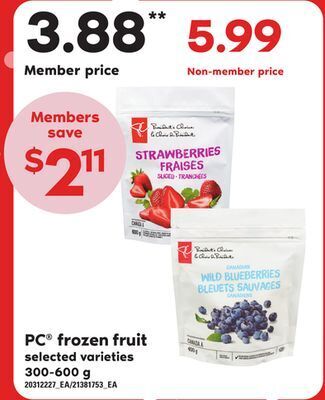 Independent Grocer Pc® frozen fruit, 300-600 g offer