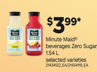 Independent Grocer Minute maid® beverages zero sugar, 1.54 l offer