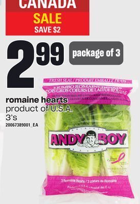Independent Grocer Romaine hearts, 3's offer