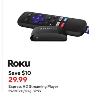 Staples Roku express hd streaming player offer