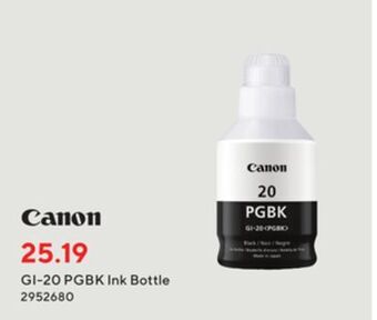 Staples Canon gi-20 pgbk ink bottle offer