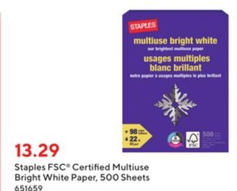 Staples Staples fsc-certified multiuse bright white paper offer
