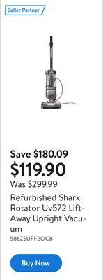 Walmart Refurbished shark rotator uv572 lift-away upright vacuum offer
