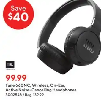 Staples Jbl tune 660nc - wireless, on-ear, active noise-cancelling headphones offer