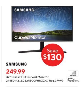 Staples Samsung 32 fhd va curved monitor with amd freesync - lc32r500fhnxza offer
