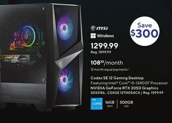 Staples Msi codex se gaming desktop offer