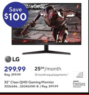 Staples Lg 32 ultragear qhd 1ms va 32gk60w-b gaming monitor offer
