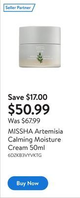 Walmart Missha artemisia calming moisture cream 50ml offer