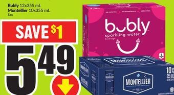 FreshCo Bubly 12x355 ml montellier 10x355 ml offer