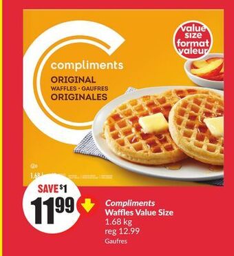 FreshCo Compliments waffles value size 1.68 kg offer