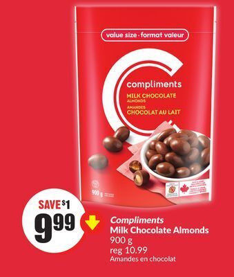 FreshCo Compliments milk chocolate almonds 900 g offer