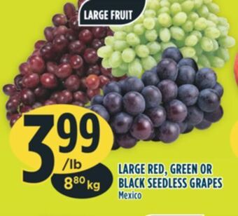 Marché Adonis Large red, green or black seedless grapes offer