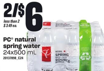 Zehrs Markets Pc® natural spring water, 24x500 ml offer
