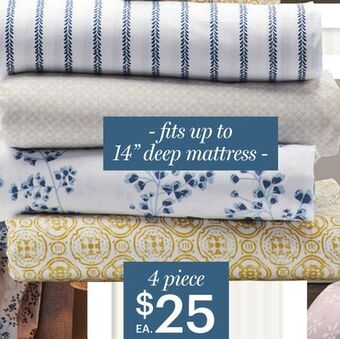 Giant Tiger 4 piece queen sheet set offer