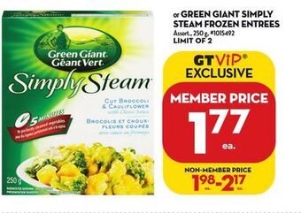 Giant Tiger Green giant simply steam frozen entrees offer