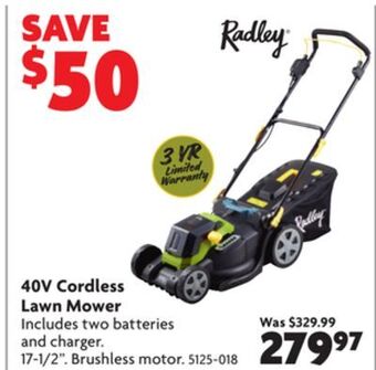 Home Hardware 40v cordless lawn mower offer