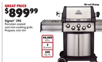 Home Hardware Signet 390 propane bbq - 3 burners + side & rotisserie burners offer