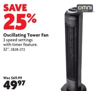 Home Hardware Oscillating tower fan offer